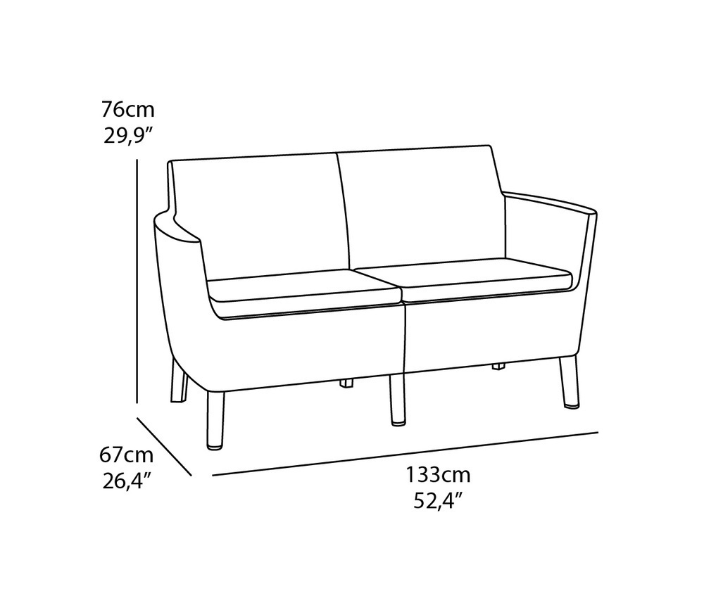 SALEMO 2seater capp rozměry